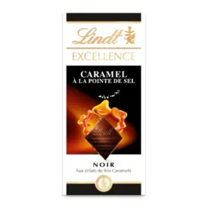 LINDT Excellence Tablette de chocolat noir/caramel pointe de sel100g