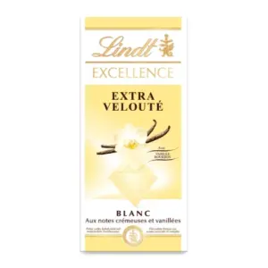 LINDT Excellence Tablette de Chocolat Blanc Vanille 100g